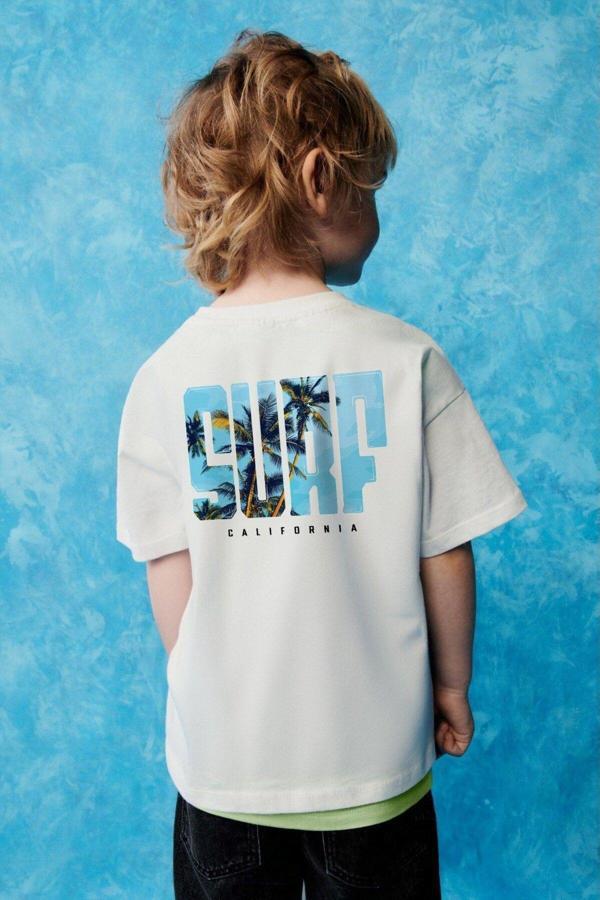 The Champ Clothing Surf California Yazılı Baskılı Beyaz Çocuk T-Shirt - Image 1