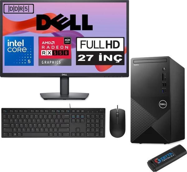 Dell Vostro 3030 mt Intel Core I5 12400 16GB Ddr5 512GB SSD 27" Fhd Windows 11 Pro Amd RX550-4GB Masaüstü Bilgisayar 27N3030I5RX550P07 + Zetta USB Bellek - Image 1