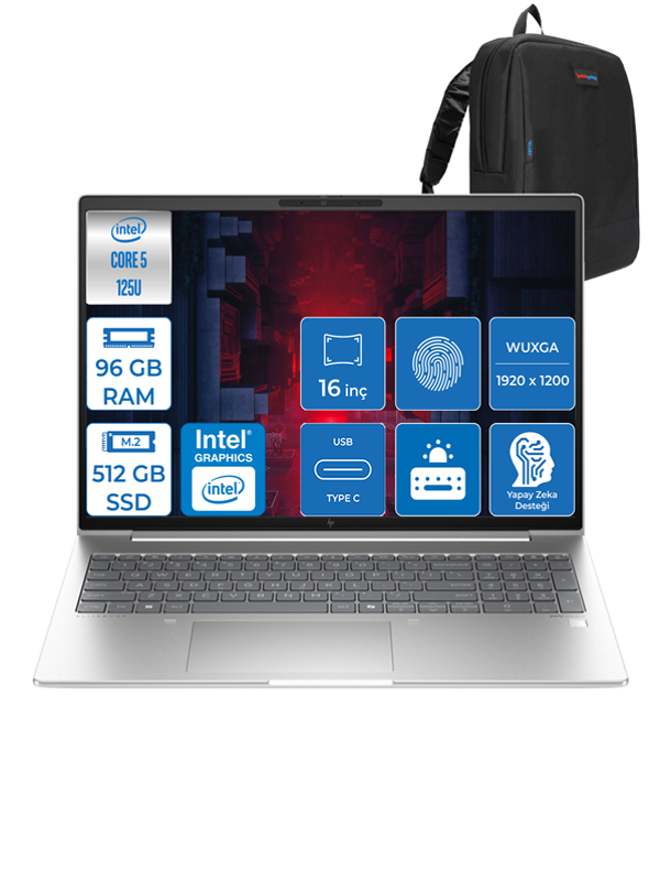 Elitebook 660 G11 Ultra5 125U 96GB Ddr5 512GB SSD 16"' Fhd Wuxga Windows 11 Home Taşınabilir Bilgisayar H9C005EAH24 + Zettaçanta - Image 1