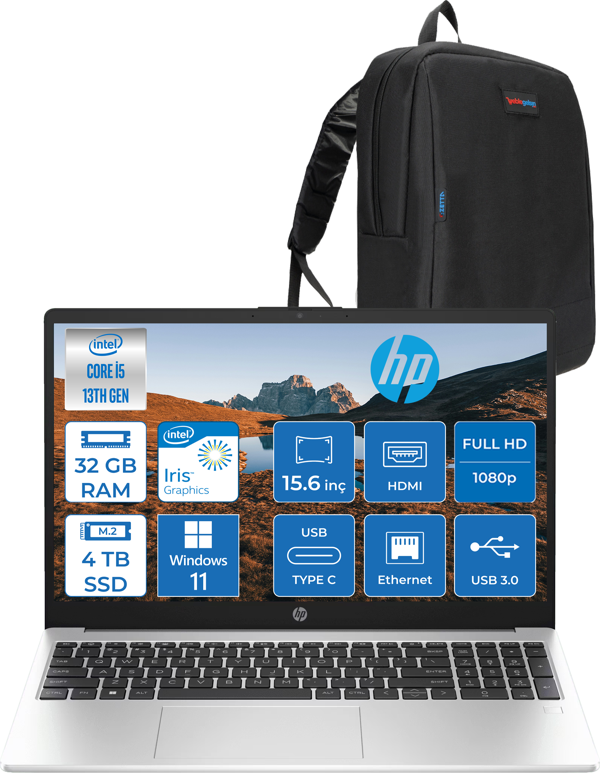 Hp 250 G10 Intel Core I5 1334U 32GB 4tb SSD Intel® Iris® Xᵉ Grafik Windows 11 Pro 15.6" Taşınabilir Bilgisayar 9G1E5ETP20 + Zetta Çanta - Image 1