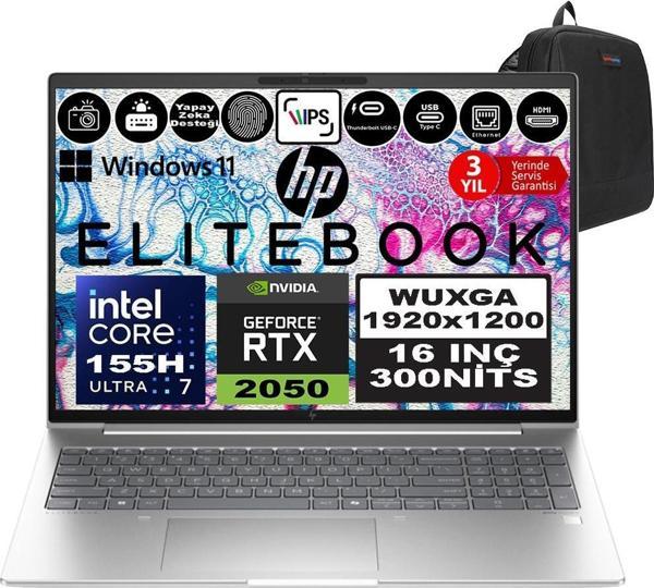 Hp Probook 460 G11 Intel Core Ultra 7 155H Ddr5 96GB 2tb SSD Rtx™ 2050 4gb 16" Wuxga IPS Windows 11 Pro Taşınabilir Bilgisayar 9Y7B8ETP33 + Zetta Çanta - Image 1