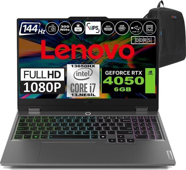 Lenovo Loq 15IRX9 Intel Core I7 13650HX Ddr5 32GB 1tb SSD Rtx 4050 6gb 300NITS 15.6" 144Hz Fhd Windows 11 Home Taşınabilir Bilgisayar 83DV0117TRH06 + Zetta Çanta - Image 1