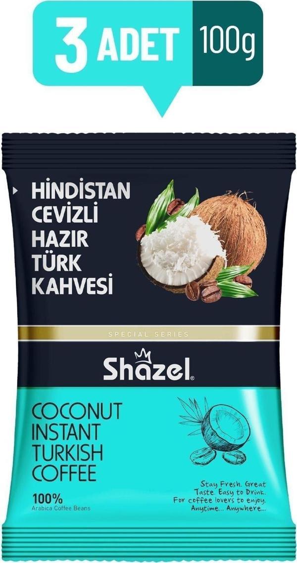 Shazel Hindistan Cevizli Hazır Türk Kahvesi 100 Gr. X 3 Adet - Image 1