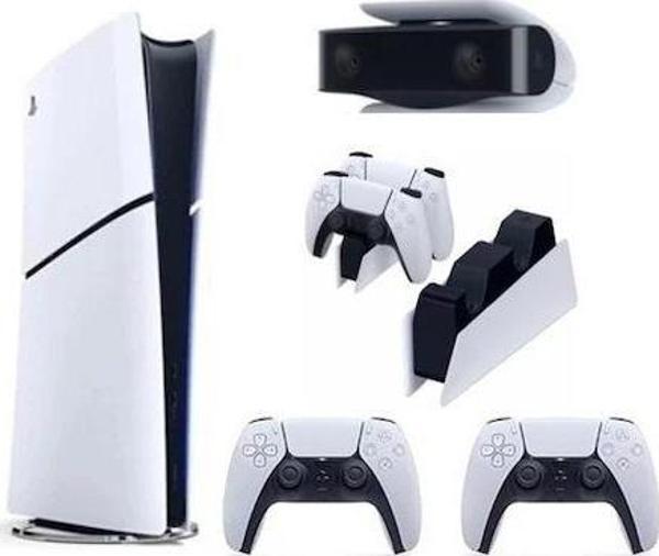 Sony Playstation 5 Slim Dijital Edition + 2 Dualsense + Şarj Istasyonu + Ps5 Kamera Oyun Konsolu - Image 1