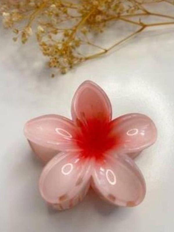 LOTUS Pudra Pembe Kırmızı Detaylı Çiçek Model Mandal Toka  - Image 1