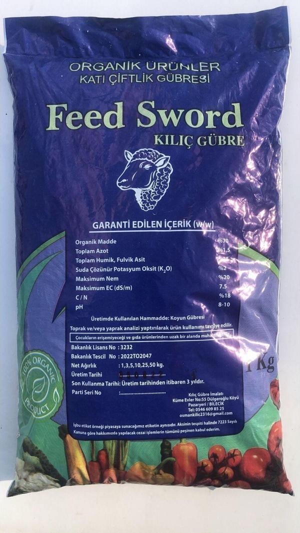 Feed Sword Isıl İşlem Görmüş Yanmış Elenmiş Koyun Gübresi Organik Doğal Katı Çiftlik Gübresi 1 Kg. - Image 1