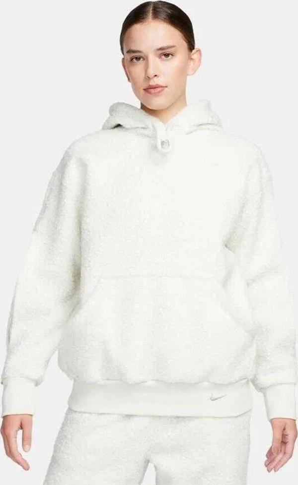 Nike Sportswear Collection Sherpa Oversize Hoodie Kadın Kapüşonlu Şerpa Peluş Sweatshirt Taş - Image 1