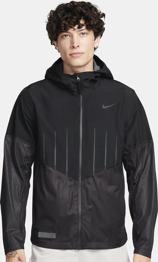Nike Running Storm Fit Division Aerogami Jacket Erkek Su itici Kapüşonlu Reflektörlü Yürüyüş Koşu Ceketi Siyah - Image 1