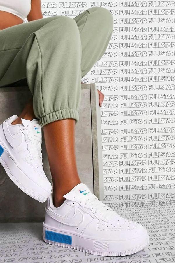 Nike Air Force Fontanka AF1 Leather Sneaker Hakiki Deri Günlük Beyaz Mavi Spor Ayakkabı - Image 1