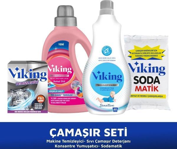 Çamaşır Hijyen Seti (Çamaşır Deterjanı + Yumuşatıcı + Toz Soda Matik + Makine Tem.) 4 'lü Set - Image 1