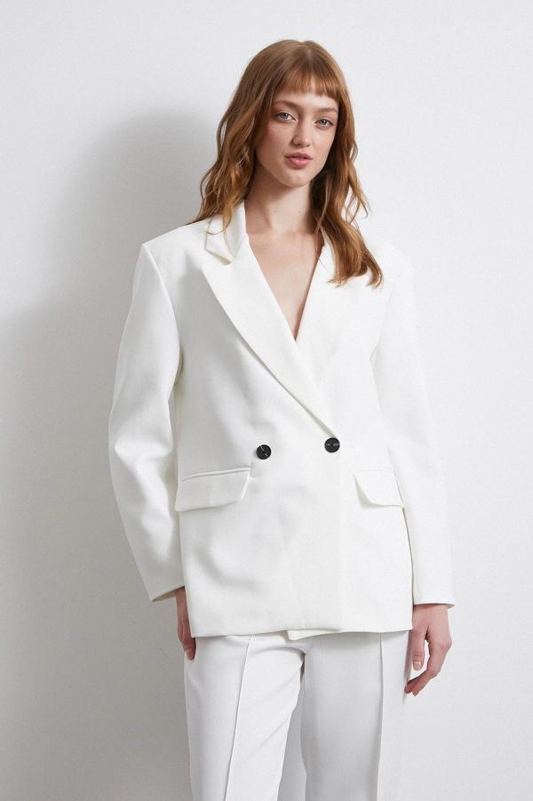 Klasik Poliviskon Ceket Ekru - Image 1