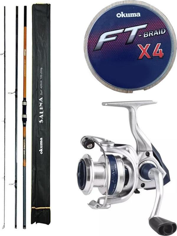 YekOutdoor Profesyonel Olta Seti Okuma Salina Surf 14' 420 cm 3 Parça Surf Kamışı&Okuma ARIA-5000a 1BB Olta Makinesi - Image 1