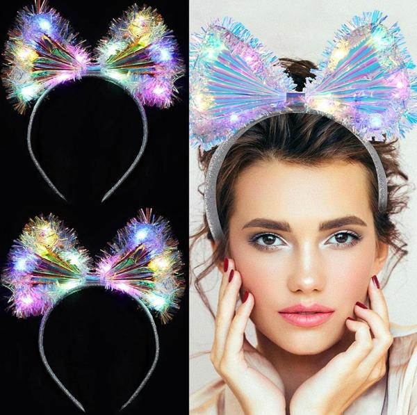 Işıltılı Fiber Fiyonk Gece Tacı Işıklı Ledli Eğlence Tacı 1 Adet 20x21 cm - Image 1