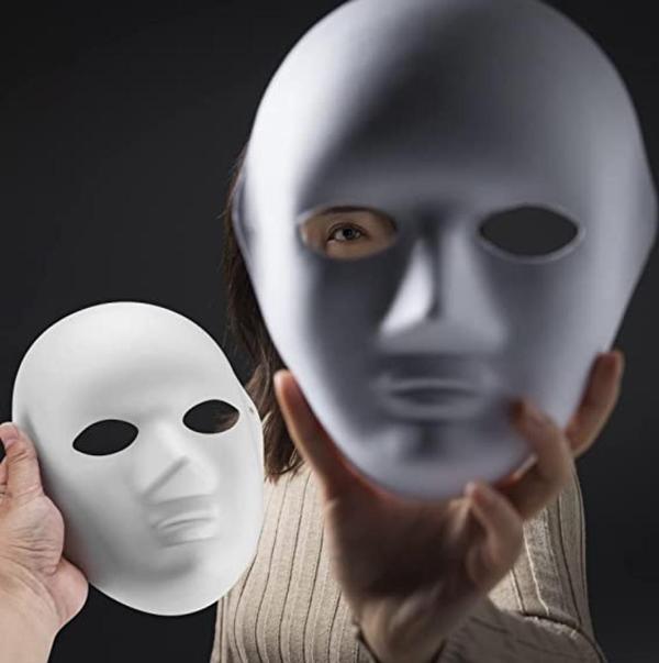 Beyaz Renk Boyanabilir Anonim Tam Yüz Cosplay Maske 24x18 cm - Image 1