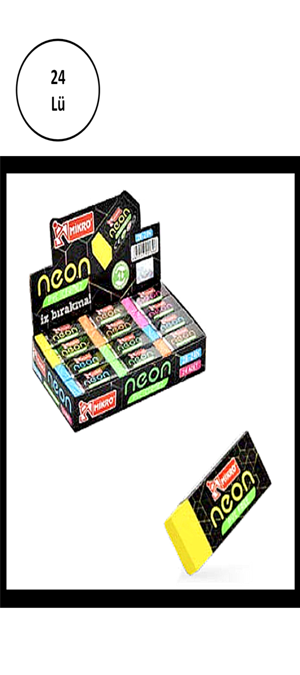 Mikro 2B-24N Neon Soft Silgi 24'lü Paket - Image 1