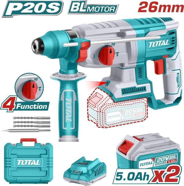Total Li-Ion Akülü Kırıcı Delici Matkap 2x5 Ah Çift Akü TRHLI2022875 - Image 1