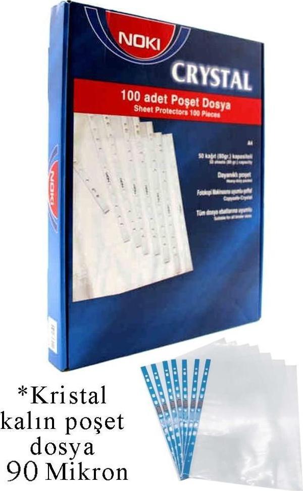 Poşet Dosya A4 Kristal 100 Adet 1 Paket Noki 4830 Cr Kalın Poşet Dosya Föy Mavi Şeritli 90 Mikron Şeffaf Belge Arşivleme - Image 1