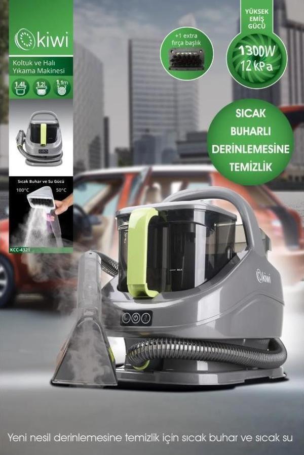 Kiwi KCC-4321 Buharlı Koltuk ve Halı Yıkama Leke Çıkartma Makinesi Gri Renk - Image 1