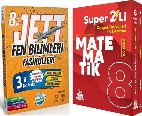 Ünlüler 8. Sınıf Fen Bilimleri JETT Soru Fasikülleri ve Örnek Akademi Süper İkili Matematik Seti - Ünlüler Karması - Image 1