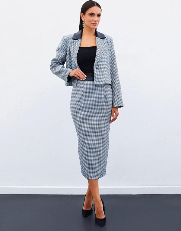 Kazayağı Midi Etek - Mavi - Image 1