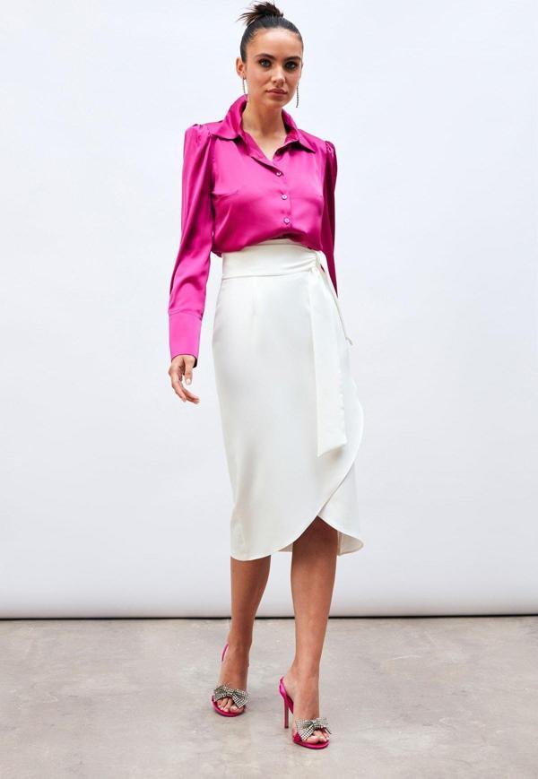 Kuşaklı Kalem Etek - Ekru - Image 1