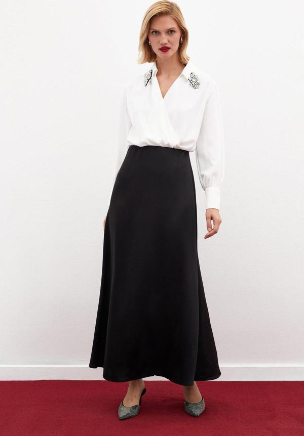 Uzun Saten Etek - Siyah - Image 1