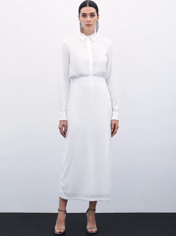 Karolin Midi Etek - Ekru - Image 1