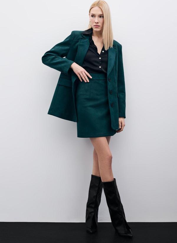 Kısa Süet Etek - Zümrüt - Image 1