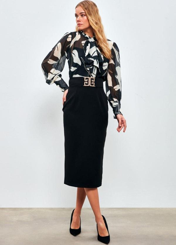 Aksesuar Detaylı Kalem Etek - Siyah - Image 1