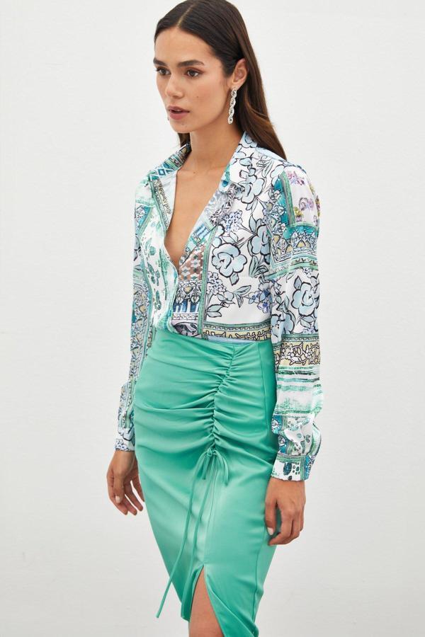 Klasik Desenli Gömlek - Mint - Image 1