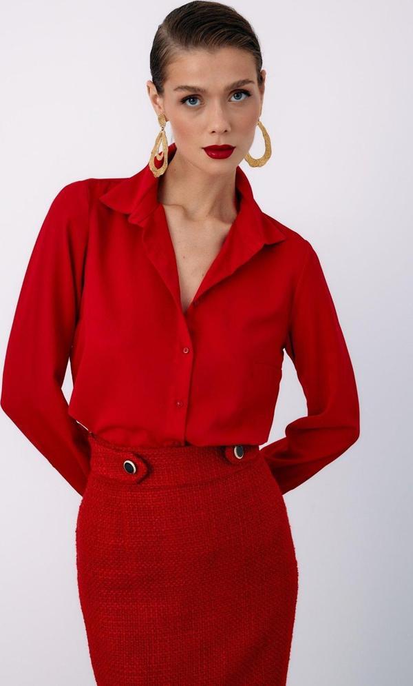 Düz Klasik Gömlek - Kırmızı - Image 1