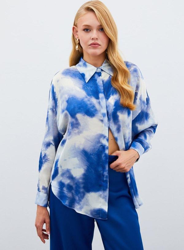 Salaş Uzun Gömlek - Sax Mavi - Image 1