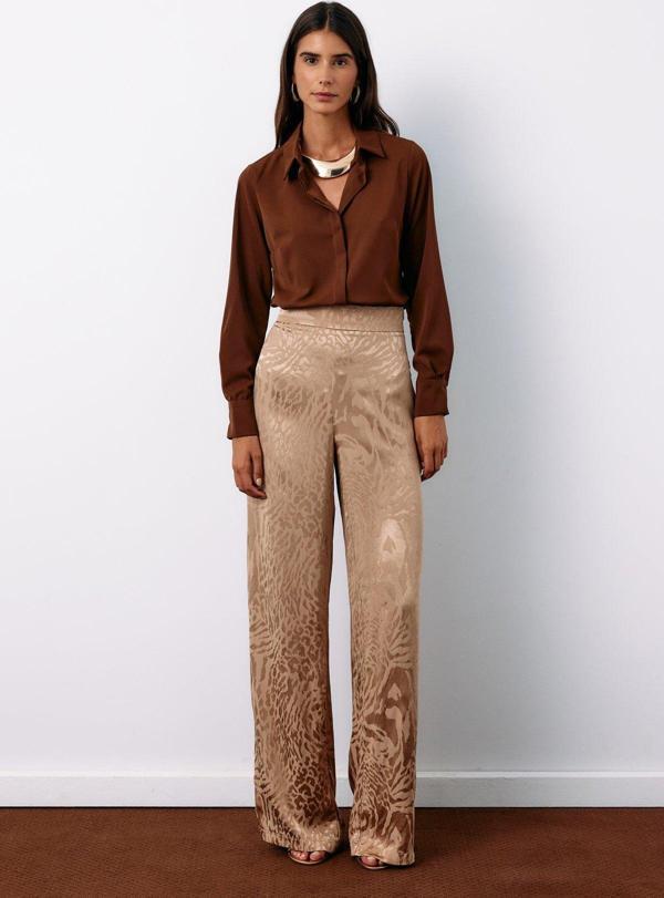 Klasik Düz Gömlek - Kahve - Image 1