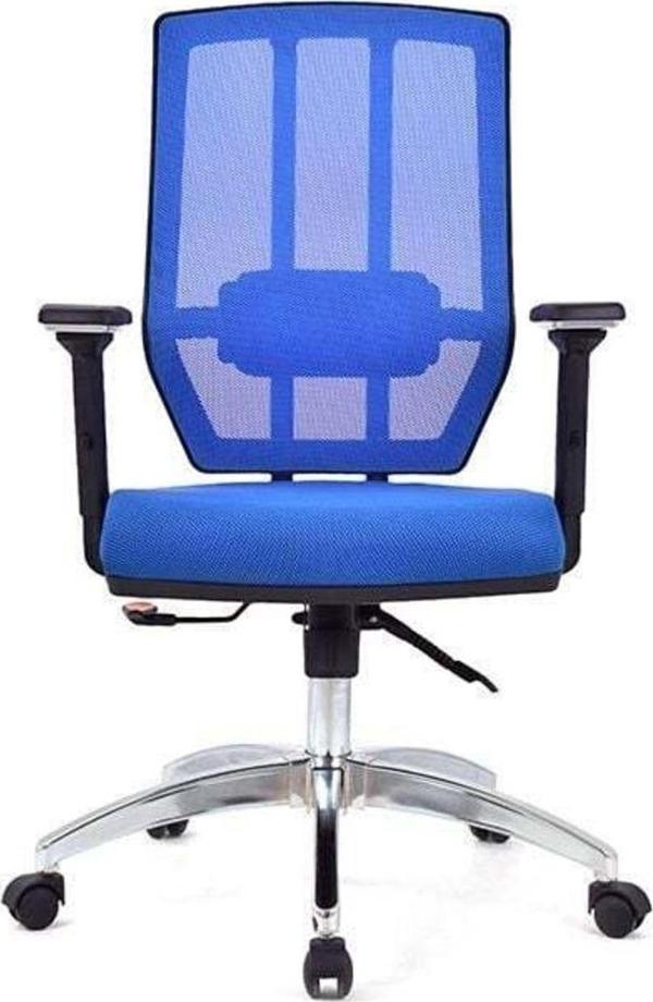 Dekormila Sera Mavi Krom Fileli Çalışma Koltuğu Ofis Koltuğu - Image 1