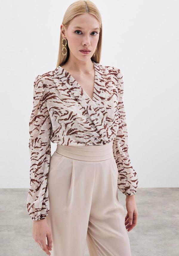 Puantiye Dokulu Bodysuit - Kahve - Image 1