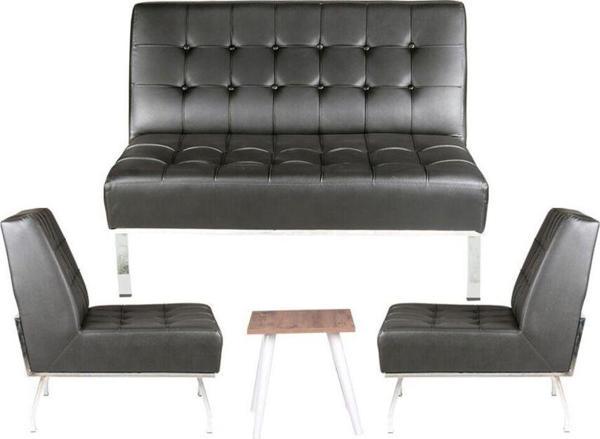 Dekormila Varu Siyah Deri Ofis Kanepe Takımı - Image 1