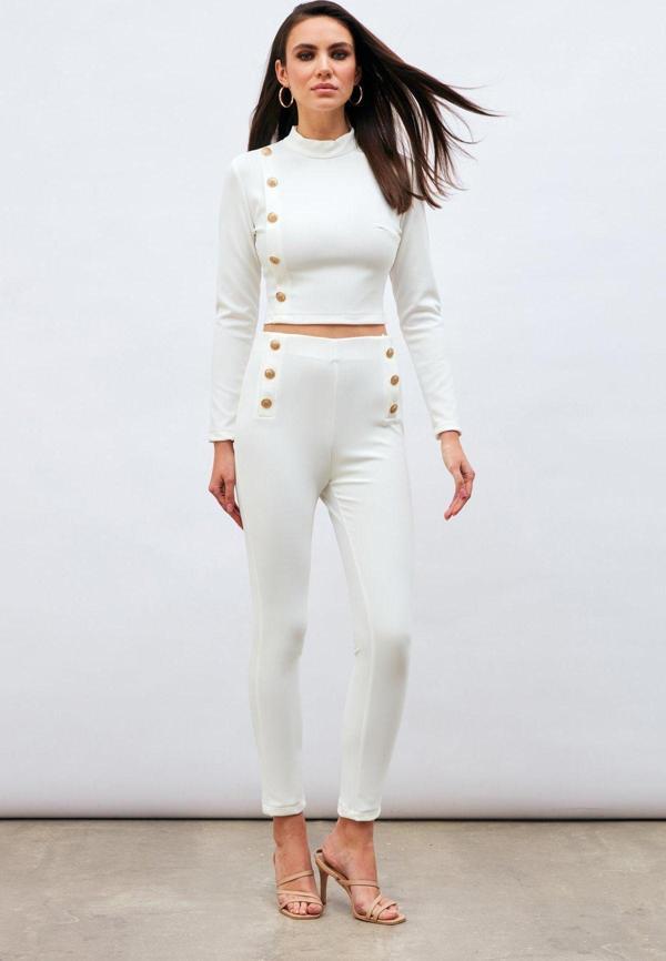 Düğme Detaylı Pantolon - Ekru - Image 1