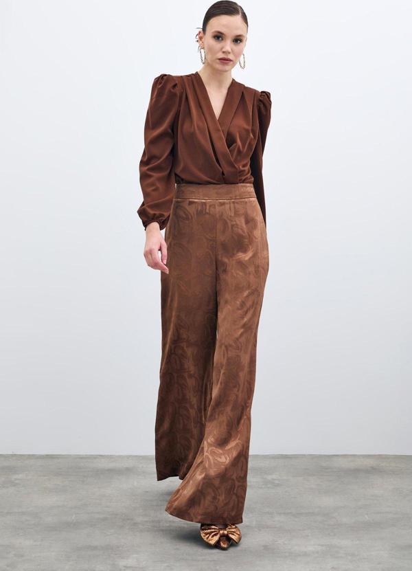 Jakarlı Salaş Pantolon - Kahve - Image 1