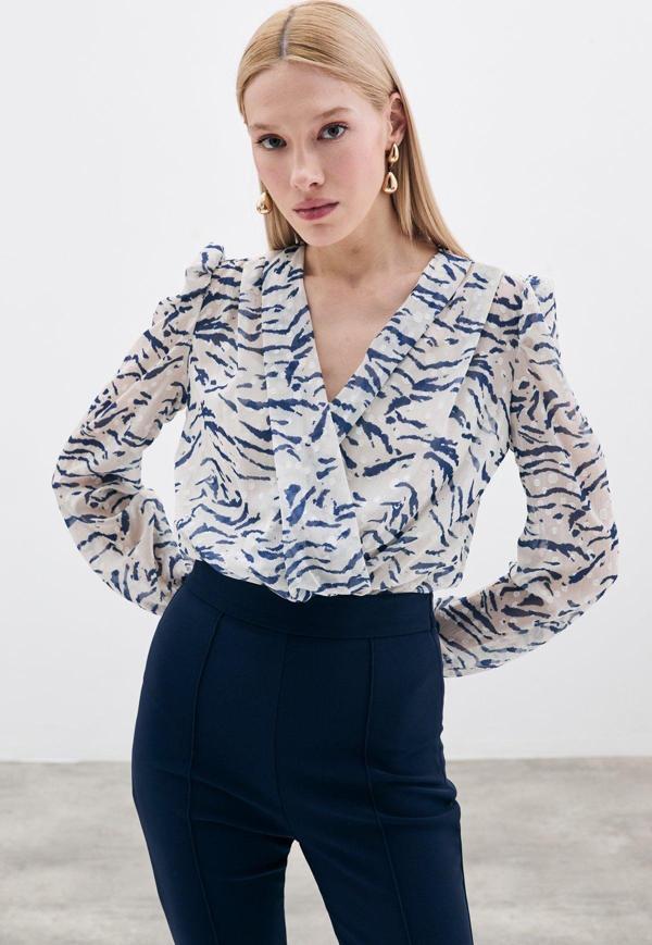 Puantiye Dokulu Bodysuit - Mavi - Image 1