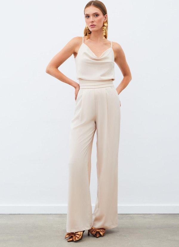 Cepli Salaş Saten Pantolon - Bej - Image 1