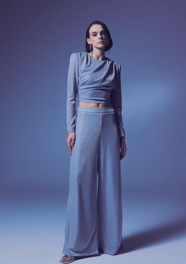 Simli Salaş Pantolon - Gümüş - Image 1