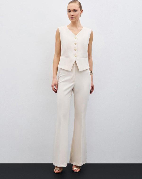 İspanyol Paça Pantolon - Bej - Image 1