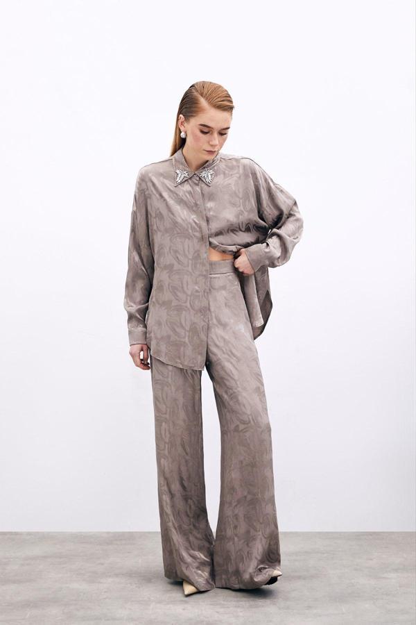 Jakarlı Salaş Pantolon - Vizon - Image 1