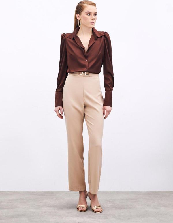 Aksesuar Detaylı Pantolon - Camel - Image 1