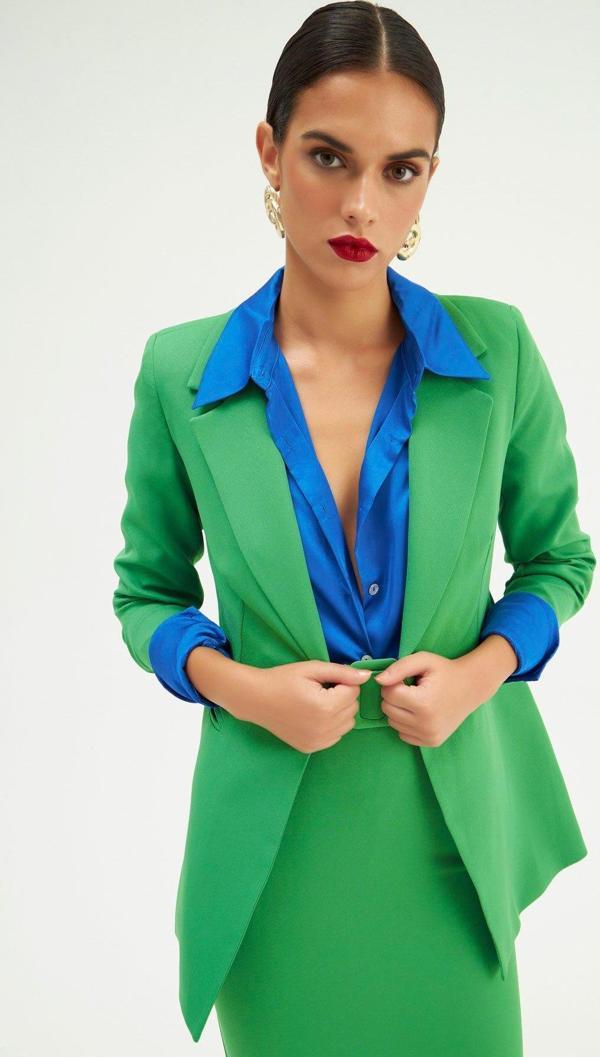 Mono Yaka Klasik Ceket - Yeşil - Image 1