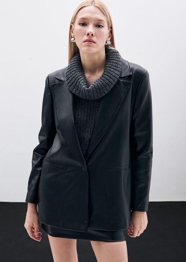 Salaş Deri Ceket - Siyah - Image 1