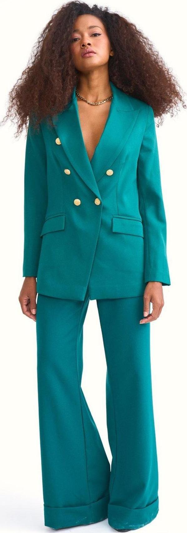 Düğmeli Blazer Ceket - Zümrüt - Image 1
