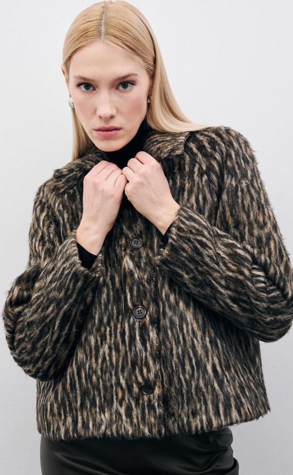 Leopar Desenli Kısa Ceket - Leopar - Image 1