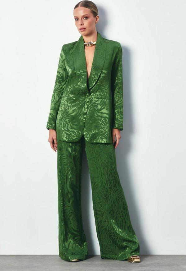 Desenli Salaş Pantolon - Yeşil - Image 1