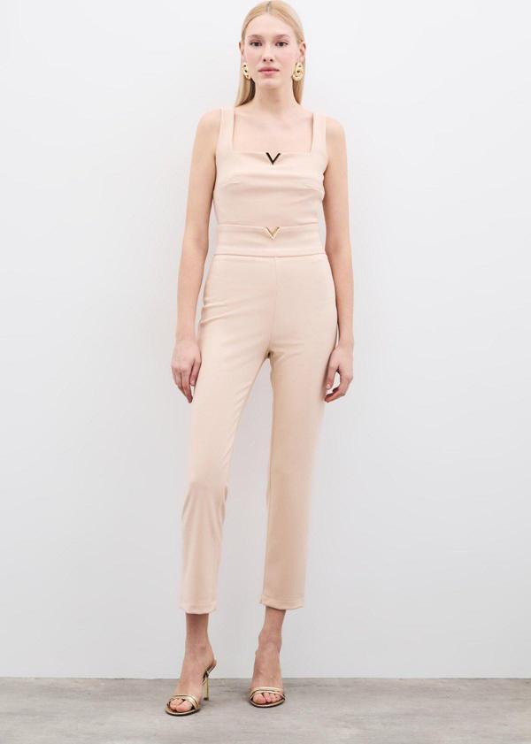 Bel Aksesuarlı Pantolon - Bej - Image 1